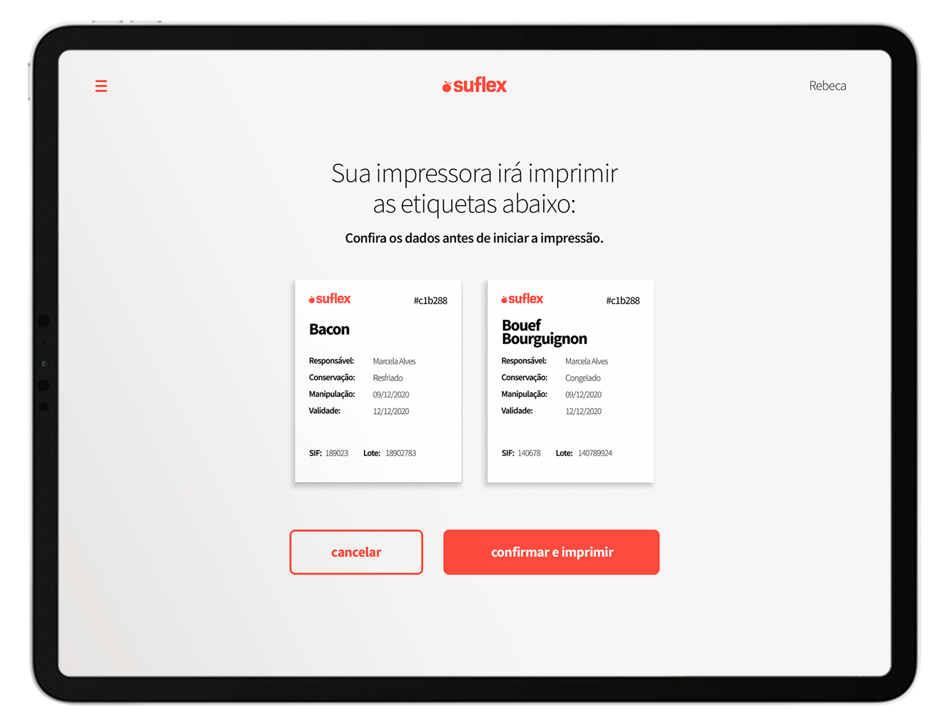 tela cometiquetas do sistema de impressao